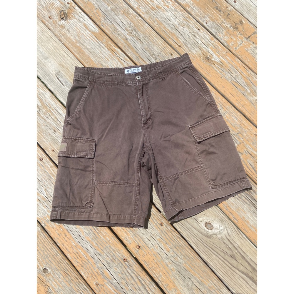 Columbia Mens Brown Cotton Canvas Cargo Shorts Size 32 XM4104 Hiking Outdoor
